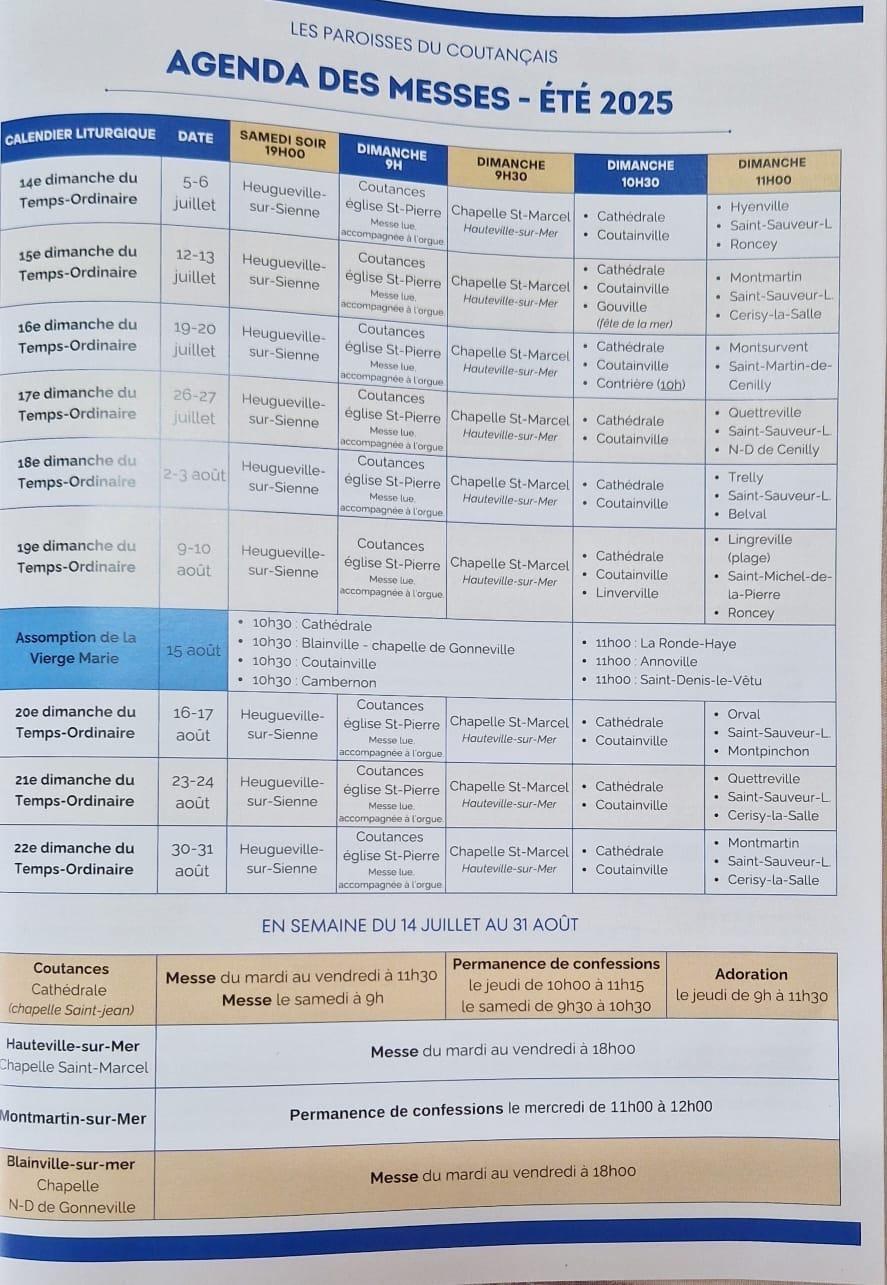 AGENDA DES MESSES